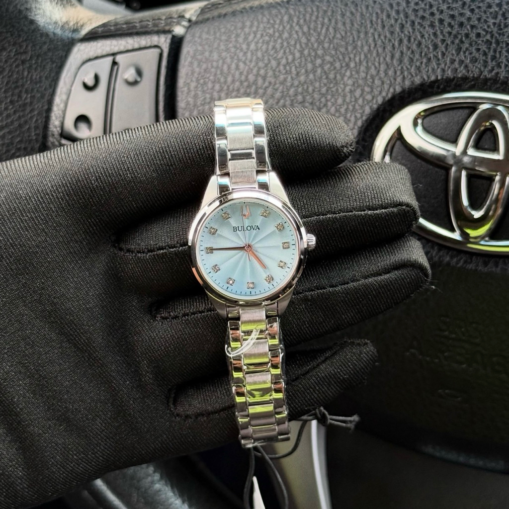 Đồng hồ nữ dây thép Bulova Quartz Sutton Diamonds Pastel Blue 96P250