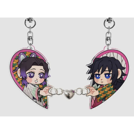 Shinobu & Giyuu magnetic heart keychains