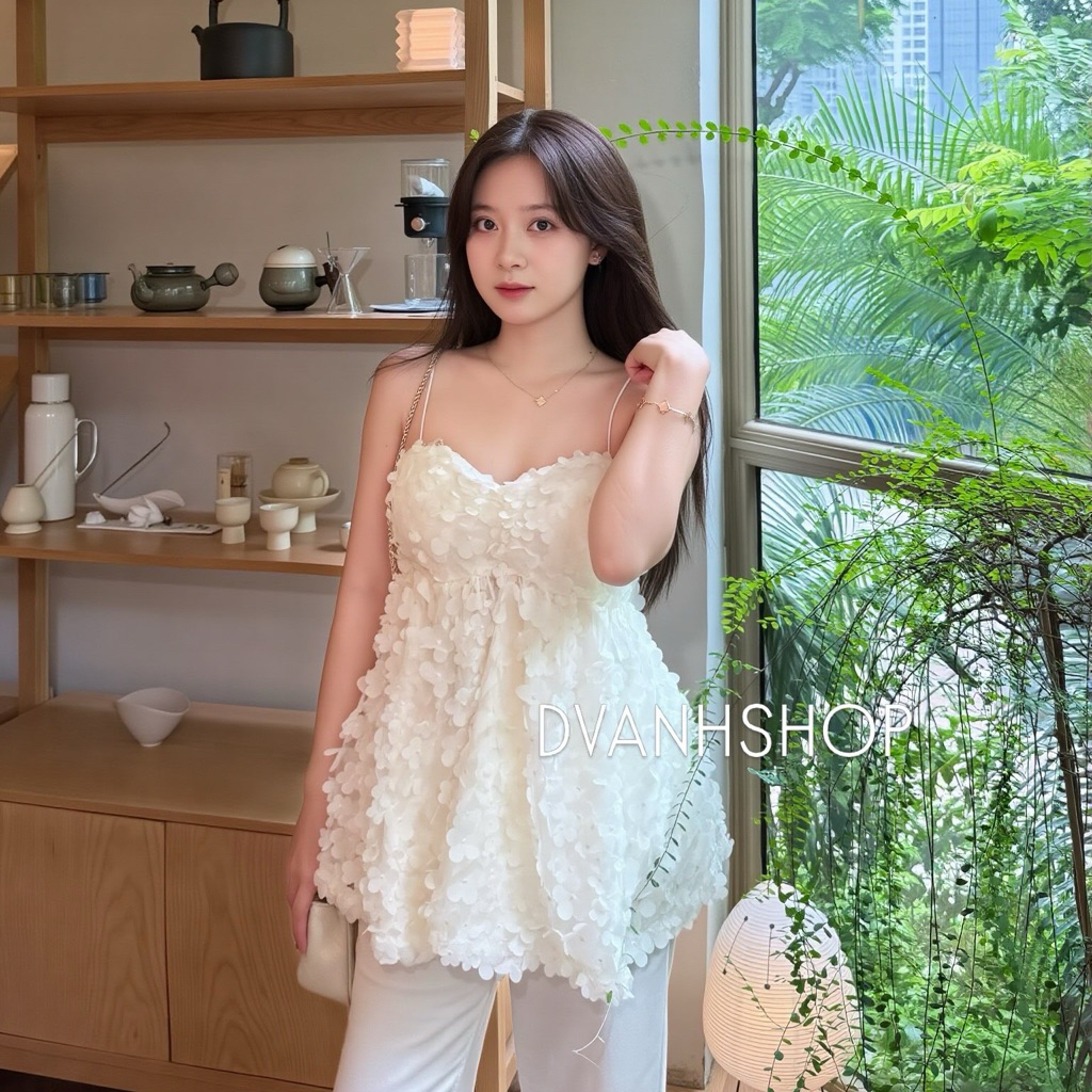 BEOLA - Áo 2 dây hoa (có mút) trẻ trung mặc được nhiều kiểu