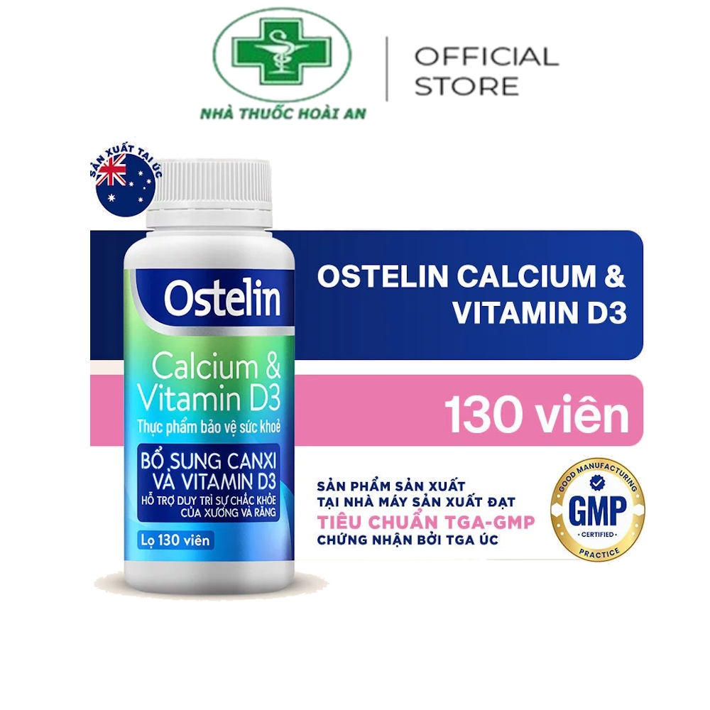 Bổ sung canxi và vitamin D3, Ostelin Calcium & Vitamin D3 130 viên, Nhập khẩu Úc
