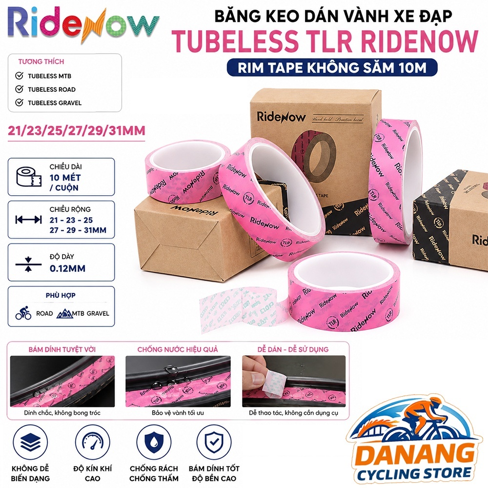 Băng Keo Dán Vành Xe Đạp Tubeless TLR RIDENOW – Rim Tape Không Săm 10m Cho MTB & Road