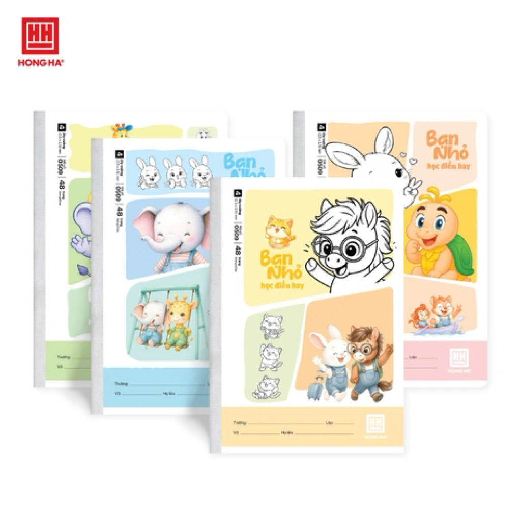 0509- vở ô ly 48 trang bạn nhỏ hồng hà( combo 5 quyển )