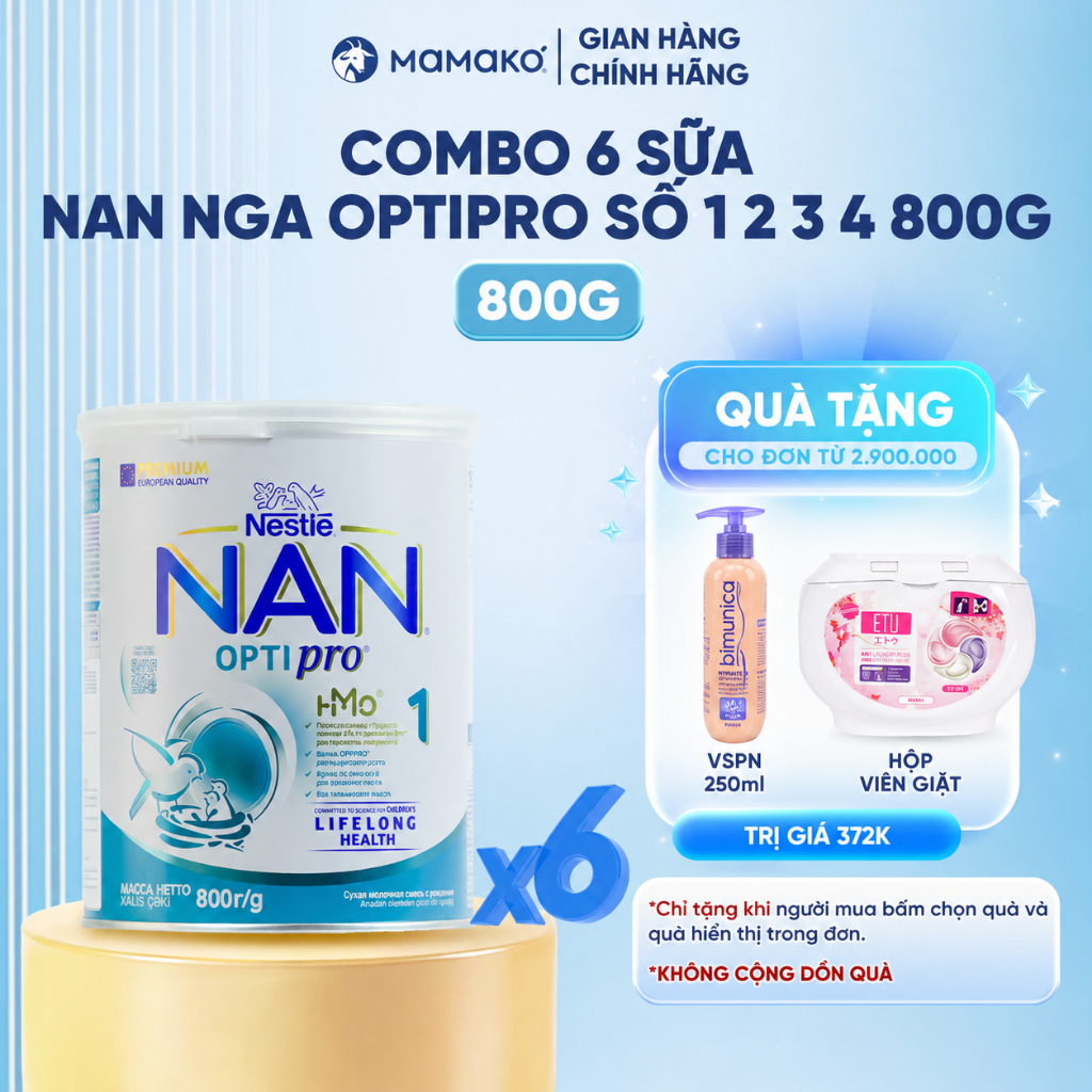 6 LON Sữa Nan Nga HMO Optipro 1,2,3 Mamako