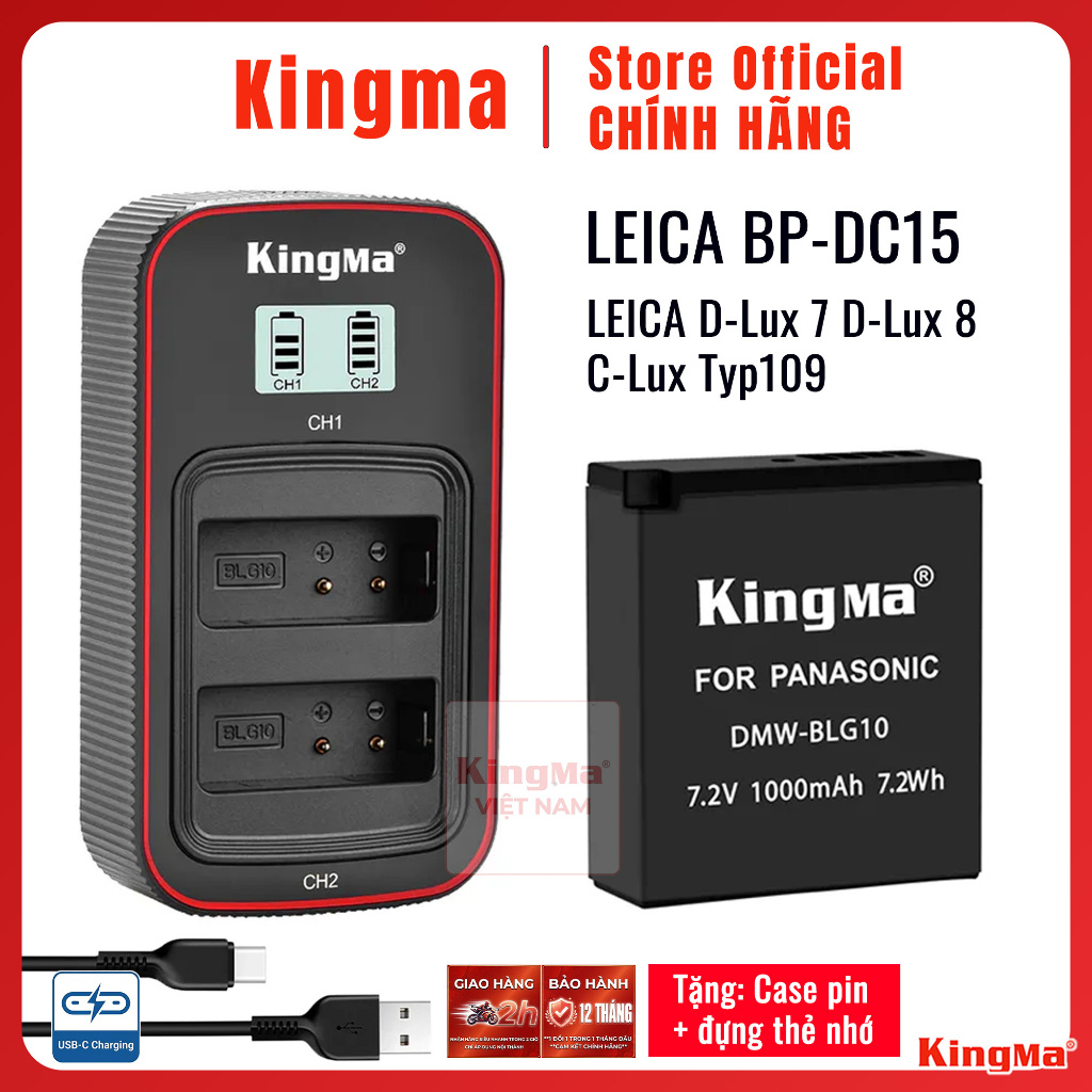 Kingma Leica BP-DC15 | Pin và sạc máy ảnh Leica C-Lux D-Lux 8  D-Lux 7 Typ109 leica dc15 dlux7 dlux8