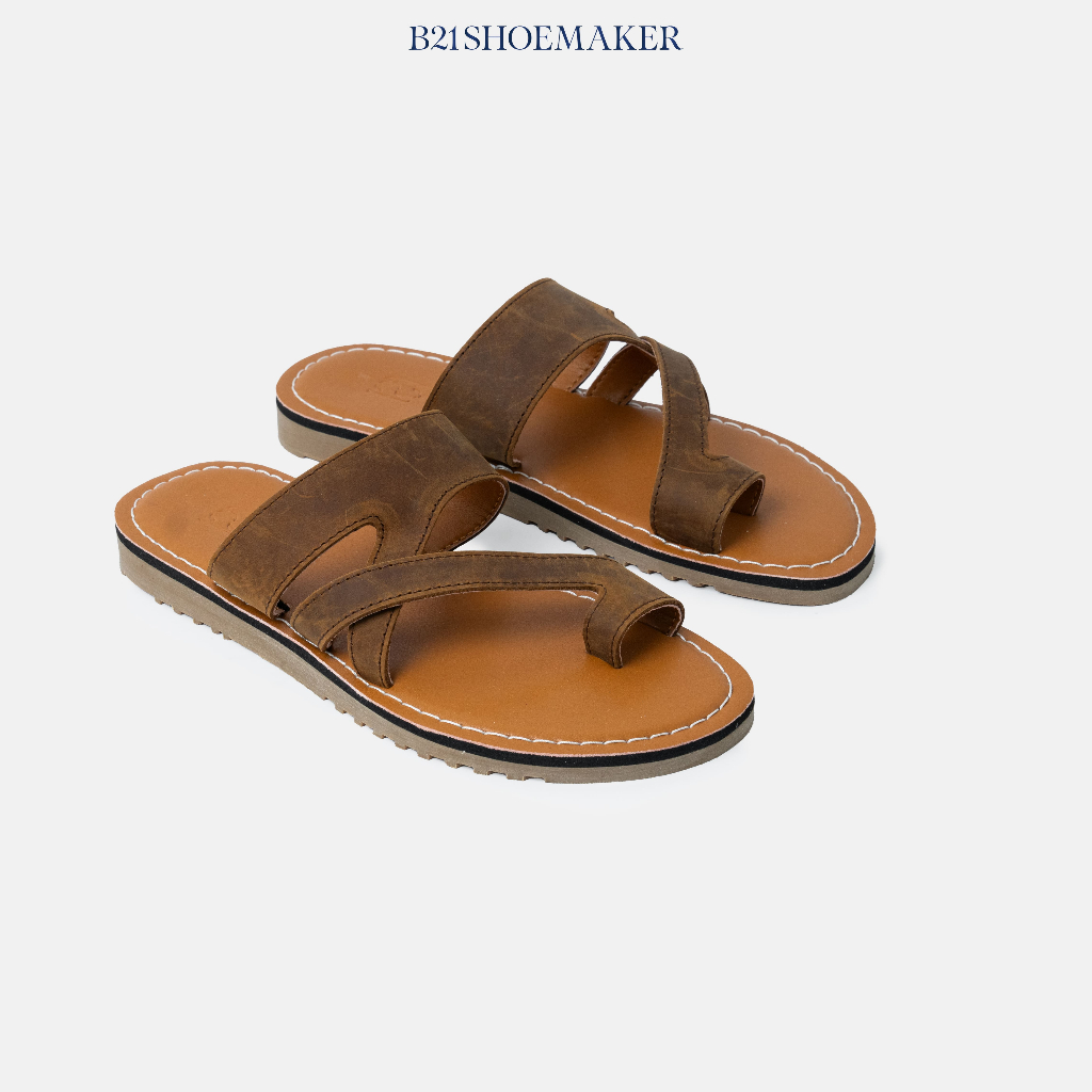 Dép Sandal Nam Quai Chéo, Dép Nam Xỏ Ngón Đế Bệt Thời Trang Đi Học Đi Chơi - B21 Shoemaker