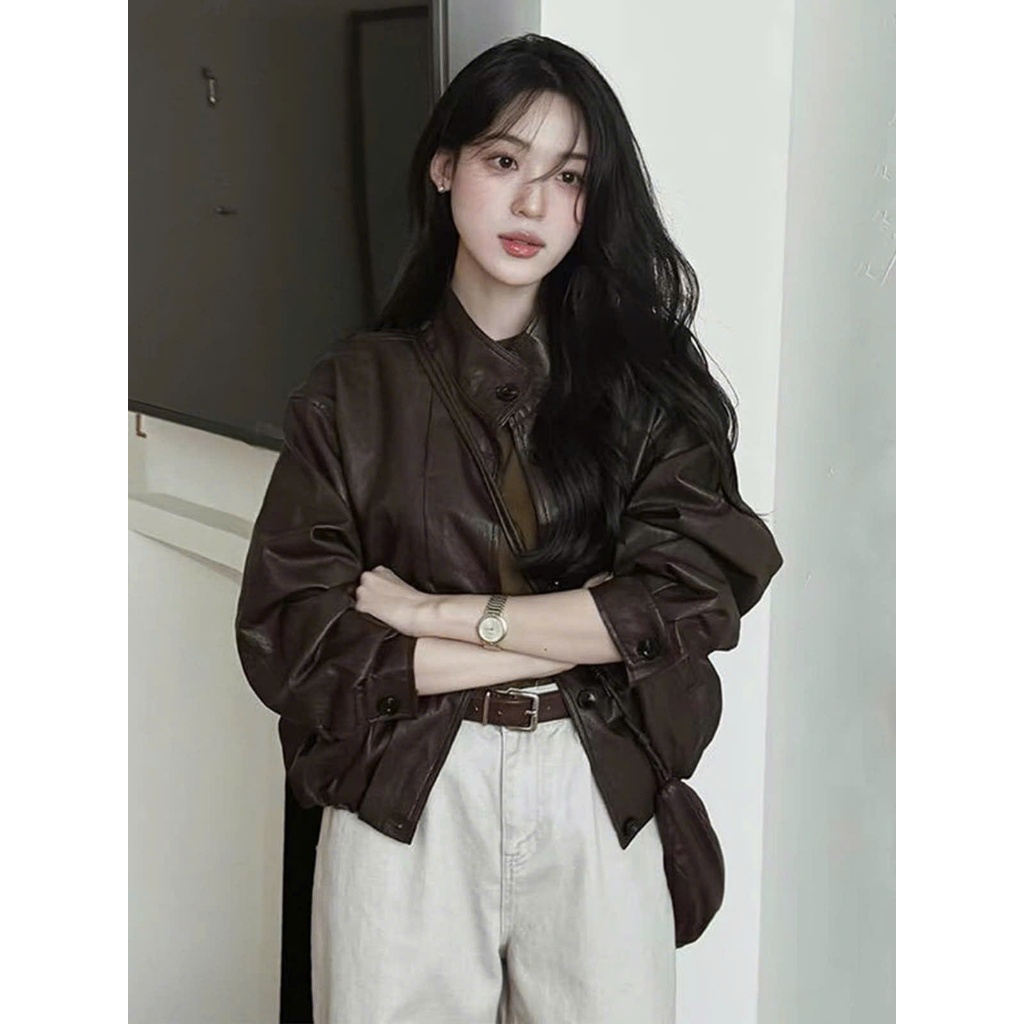 Áo Khoác Bomber Da Mềm Bo Chun Cao Cấp Phong Cách Đường Phố -AK05