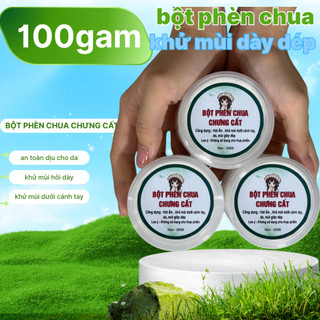 [3 hộp] 100gam Bột Phèn Chua Chưng Cất khử mùi dưới cánh tay áo.