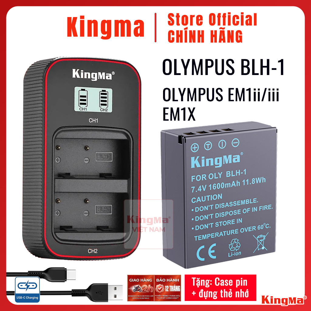 Kingma Olympus BLH-1 | Pin và sạc máy ảnh Olympus EM1ii EM1iii mark 2 3 EMX EM1x olympus blh1