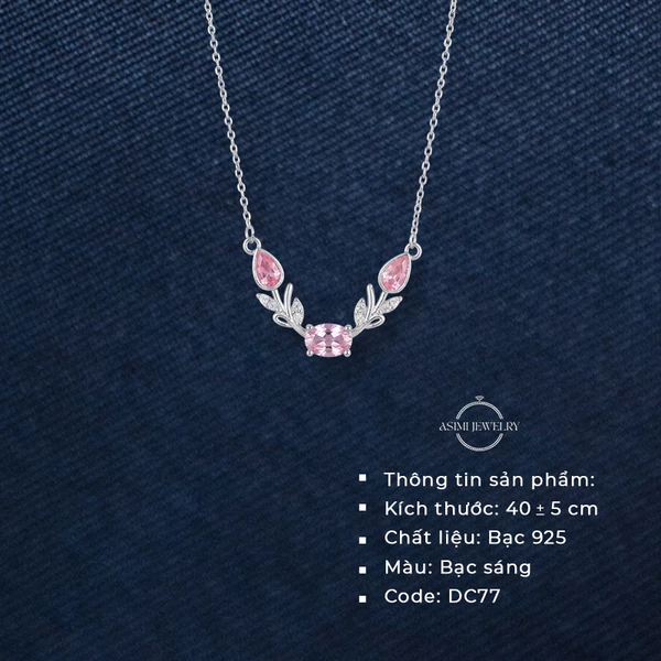 Dây chuyền bạc nữ S925 Tulip Đơn Asimi The Unsaid DC77 - đeo trên mẫu