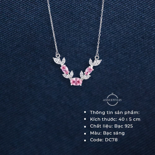 Dây chuyền bạc nữ S925 Full Tulip Asimi La Tulipe DC78 - đeo trên mẫu