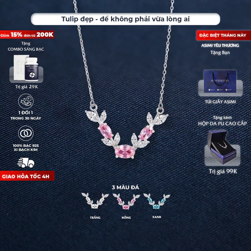 Dây chuyền bạc nữ S925 Full Tulip Asimi La Tulipe DC78