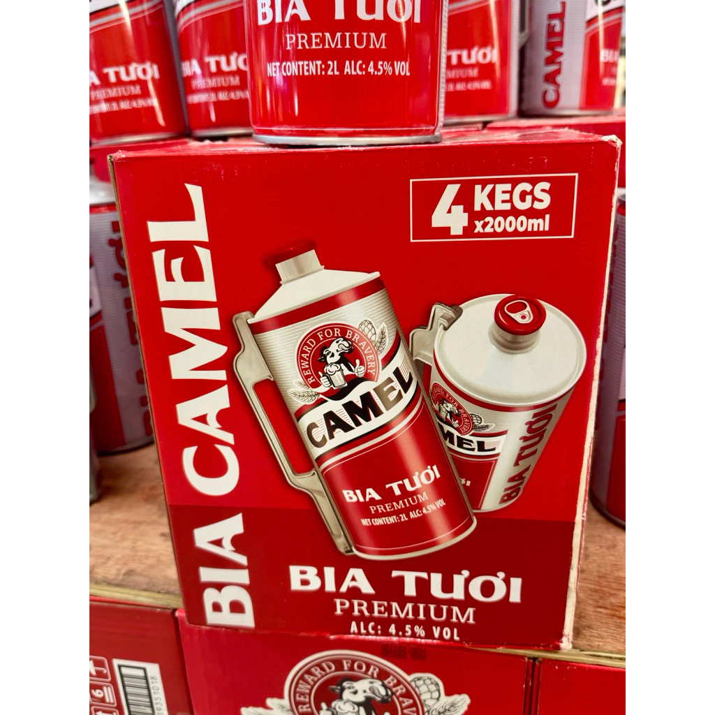 Bia Tươi Camel Cao Cấp - Thùng 4 Bom x 2 Lít - Bia Tươi Đậm Vị,Giải Nhiệt Cực Đã