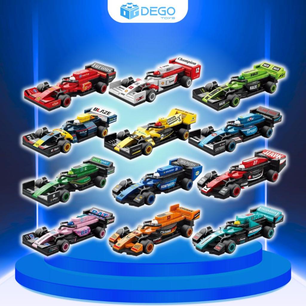 Mô hình lắp ráp xe đua F1 có tính năng kéo cot chính hãng LELEBROTHER , Đồ chơi lắp ráp xe đua F1 DE