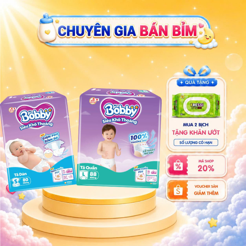 Tã quần BOBBY ULTra size M96/L88/Xl76/Xxl70, Tã Bỉm bobby mega L96/xl84/xxl76,bobby dán  S80/M76