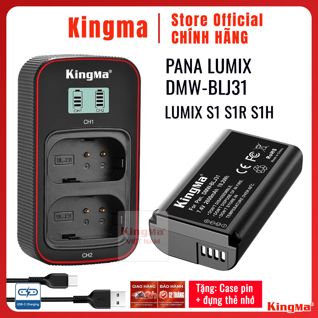 Kingma Pana Lumix DMW-BLJ31 | Pin và sạc máy ảnh Pana Lumix S1 S1H S1R blj31