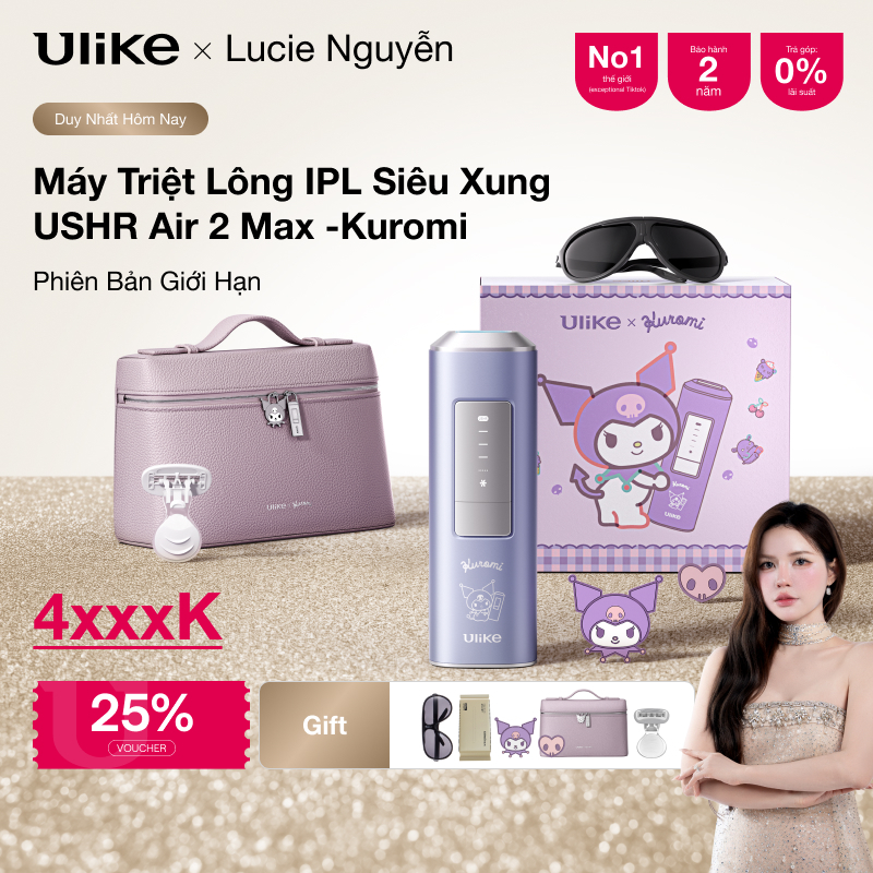(Lucie Nguyễn)(Ulike x Kuromi)Máy Triệt Lông IPL Ulike AIR 2 MAX-Phiên Bản Giới Hạn-Công Nghệ USHR