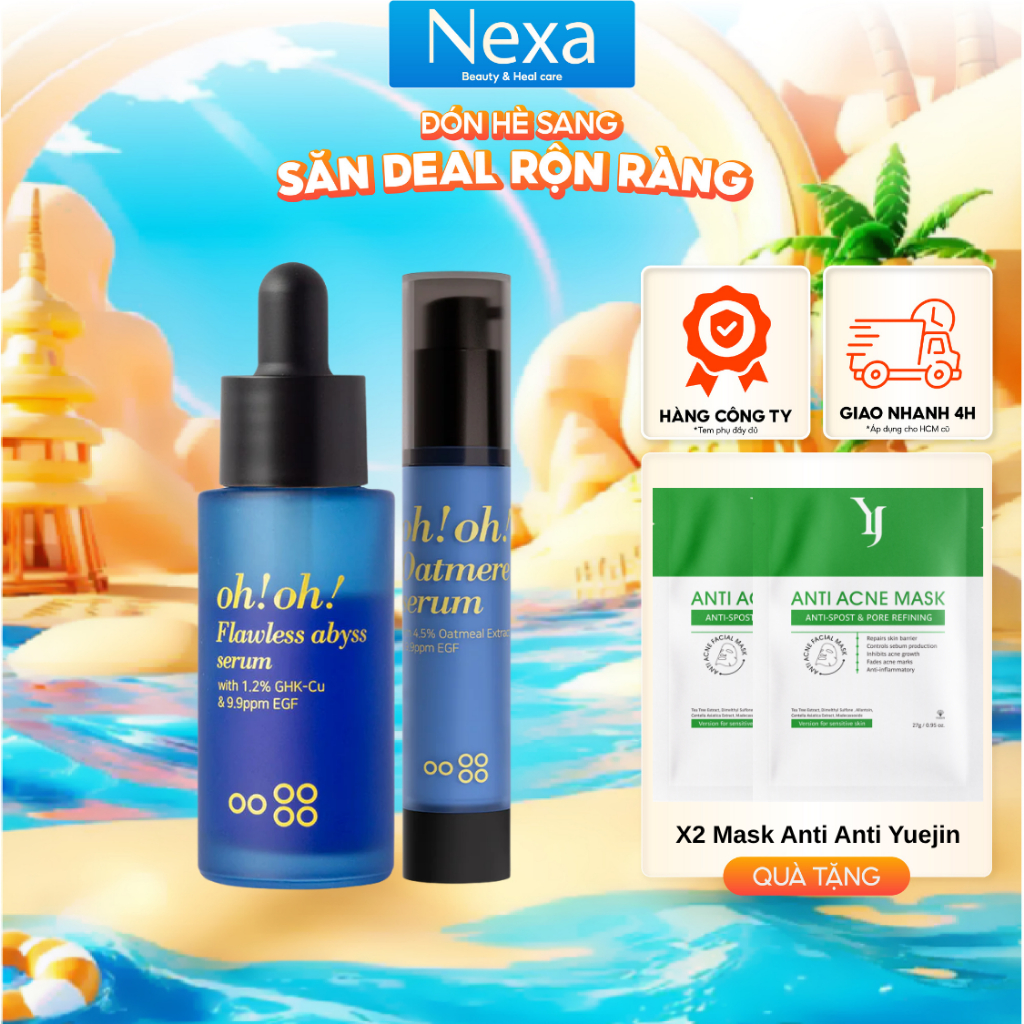 Bộ đôi phục hồi mạnh mẽ đa tác động OhOh Oatmere Serum 25ml & OhOh Flawless Abyss Serum 15g
