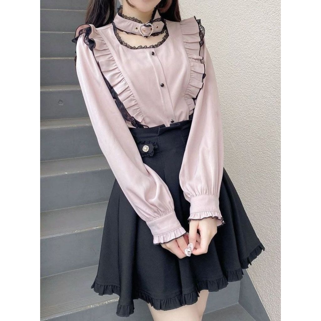 [Chính Hãng] 2nd hand Blouse Rojita Choker Hồng Quốc Dân Jirai Kei
