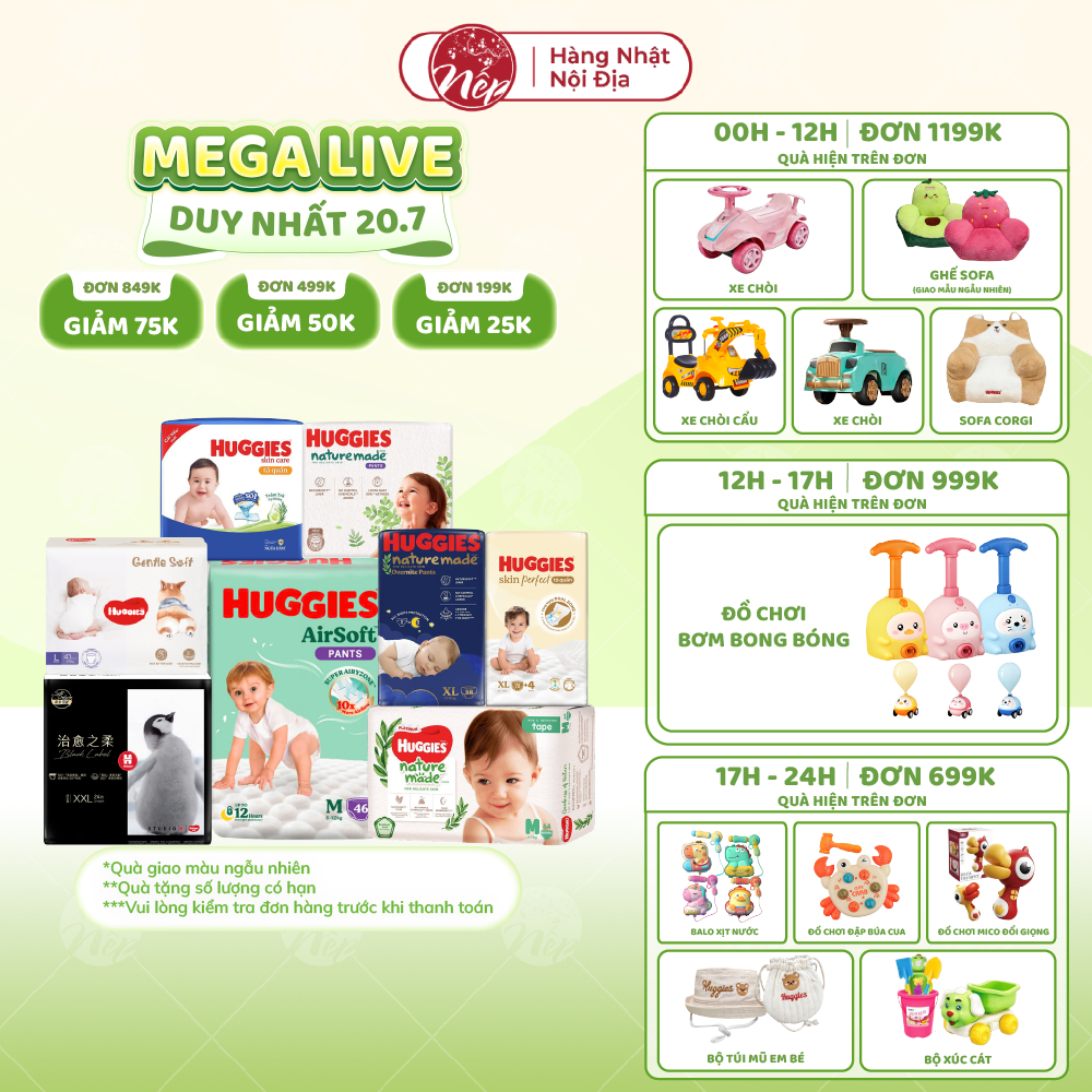 [DK] [TỔNG] Bỉm/tã dán/quần Huggies Platinum Nature Made Size NB60/S82/M64/L54/XL44/XXL26 - nepshop1