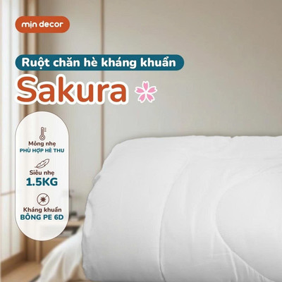 Ruột Chăn Mùa Hè Sakura Osaka Mịn Decor 2mx2m2, Ruột Mền Mỏng Nhẹ Lõi Bông Kháng Khuẩn