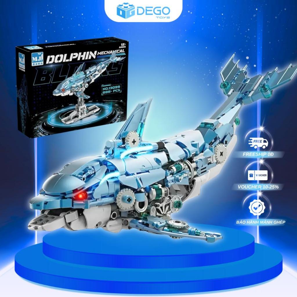 Mô hình lắp ráp Cá Heo cơ khí SKU 13099 , đồ chơi lắp ráp thú chuyển động cá heo DEGO Toys