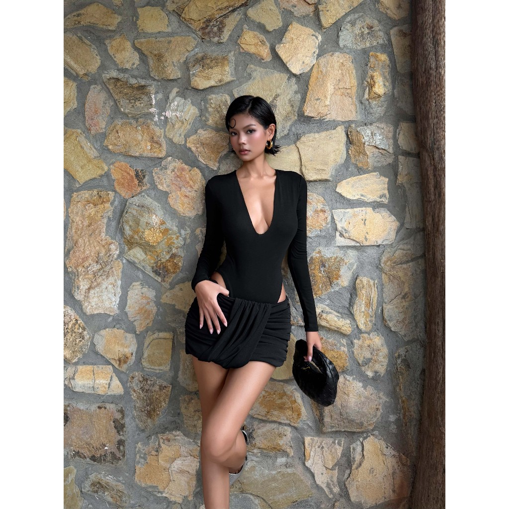 Váy ngắn ôm thun giấy rũ MADISON - Tipblu