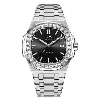 Đồng hồ nam chính hãng I&W CARNIVAL 750G2-T5 Kính sapphire,Chống nước ,Máy cơ (Automatic),mặt đen dây thép