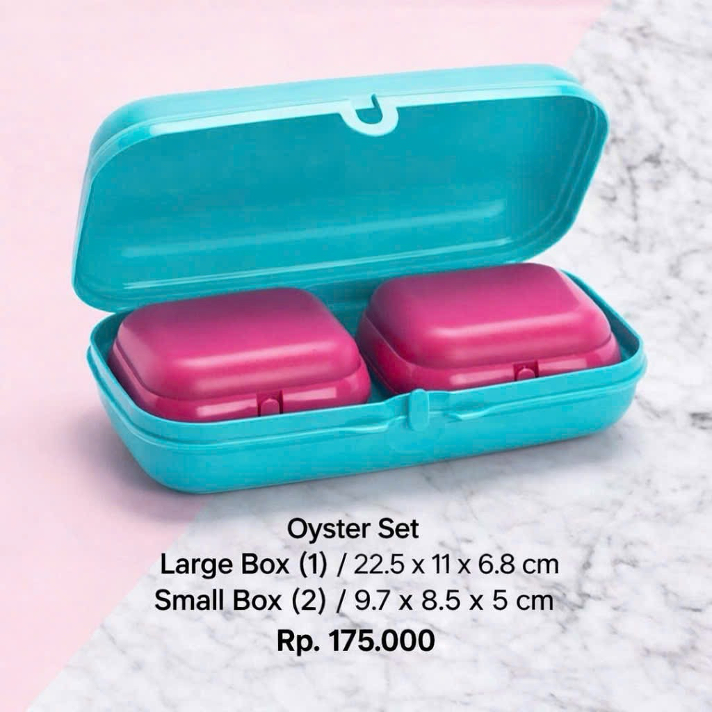 Tupper Oyster Storage Organizer Set (3 chi tiết) – Pink & Teal