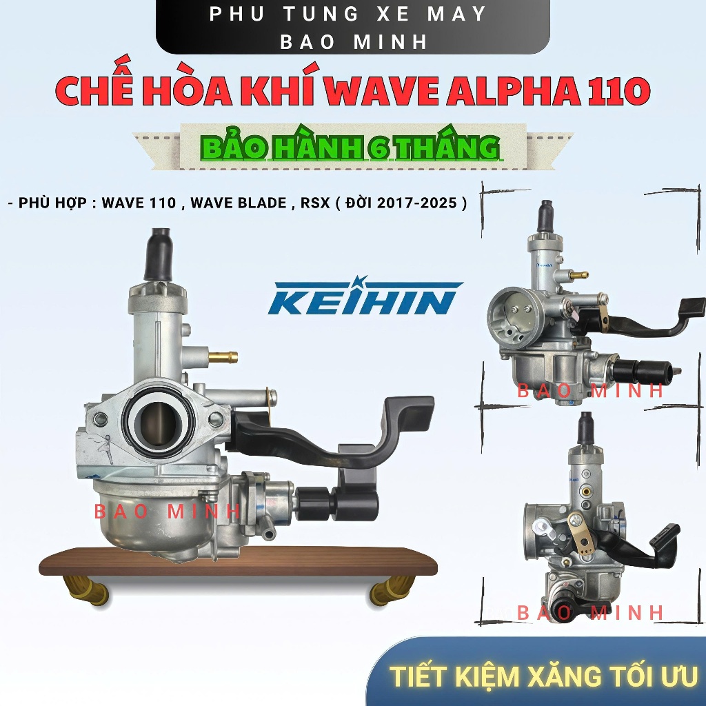 Chế Hoà Khí xe Wave 110cc (2017-2025)/ Wave Blade 110/ RSX hàng chuẩn xịn, tiết kiệm xăng tối ưu