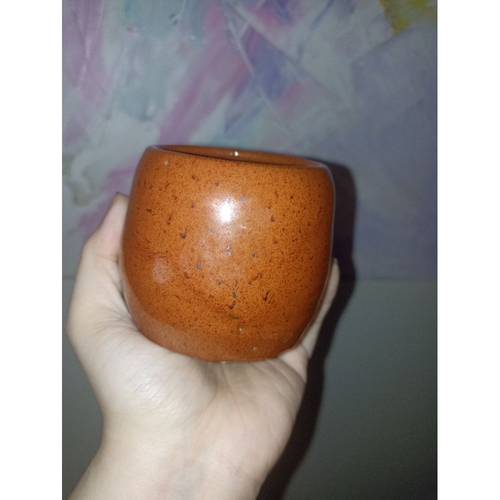 Gốm  Nhật Bản NHÀ BỤI CỎ: Chawan raku tông đỏ rực cốt sạn triện đẹp – RK 273