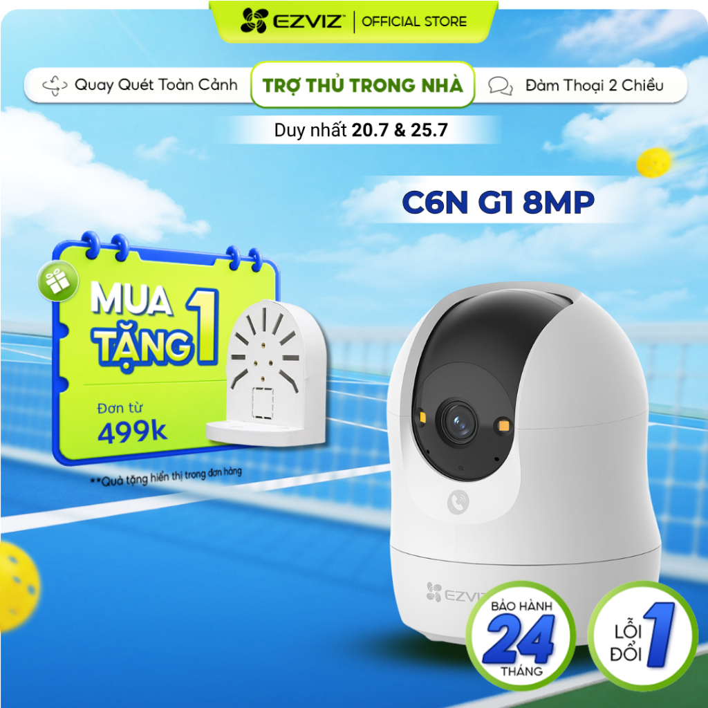 Camera EZVIZ C6N G1 8MP - Góc siêu rộng, Nhận Diện Người và Thú Cưng, True WDR Giảm Chói Sáng, Chạm 