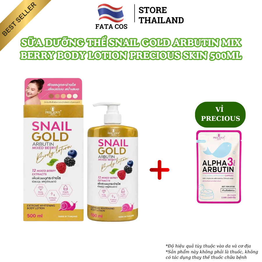 Snail Gold, [SVIP] Sữa Dưỡng Thể Snail Gold Arbutin Mix Berry 500ml, Dưỡng Trắng, Dưỡng Ẩm Fata Co's