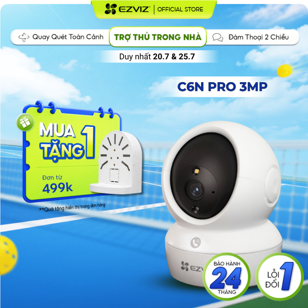 Camera WIFI EZVIZ C6N Pro 3MP Trong nhà, Quay Quét 360 Độ, Đàm Thoại 2 Chiều - Bản nâng cấp của C6N