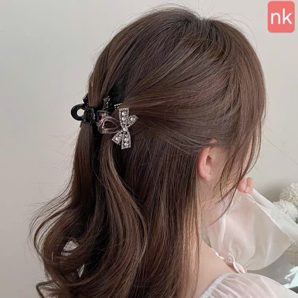 KẸP CÀNG CUA NƠ ĐÁ CAO CẤP – NHỎ XINH kẹp càng cua mini đính nơ đá lấp lánh
