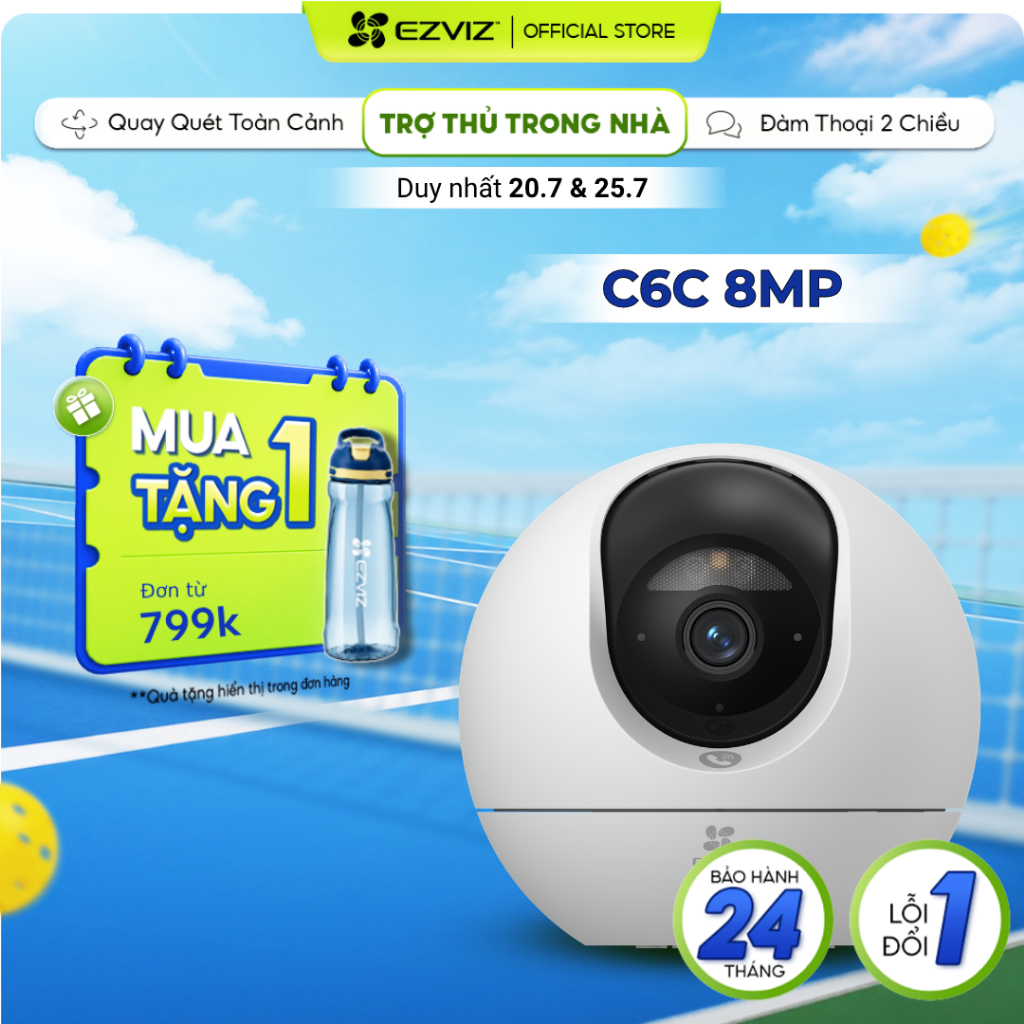 Camera WIFI EZVIZ C6c 8MP, Đàm thoại 2 chiều, Ghi hình màu ban đêm, Nhận dạng cử chỉ để gọi