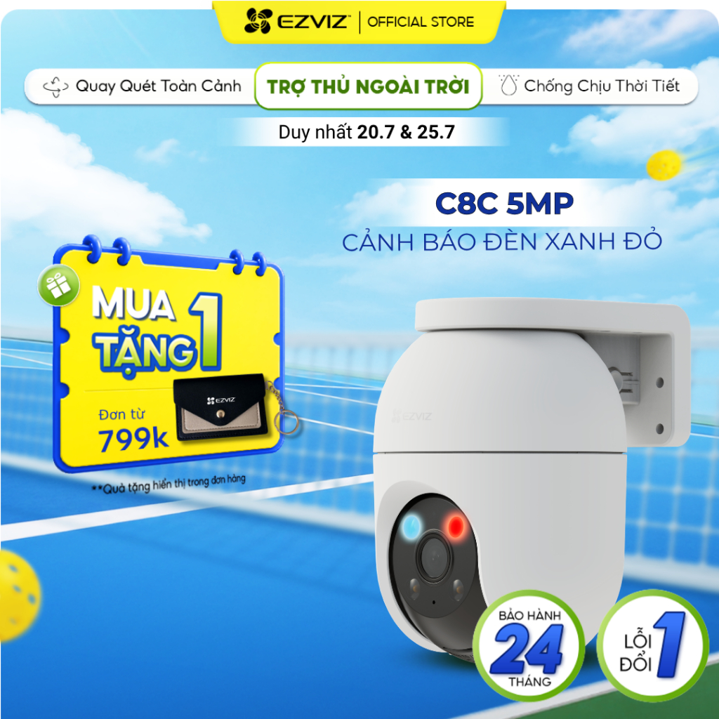 [MỞ BÁN] Camera WIFI Ezviz C8C 5MP Cảnh Báo Bằng Đèn Xanh-Đỏ, Chống Chịu Thời Tiết, Tích Hợp AI Phát