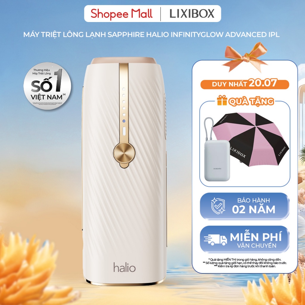 Máy Triệt Lông Lạnh Sapphire Halio InfinityGlow Advanced IPL Sapphire Cooling Hair Removal Device