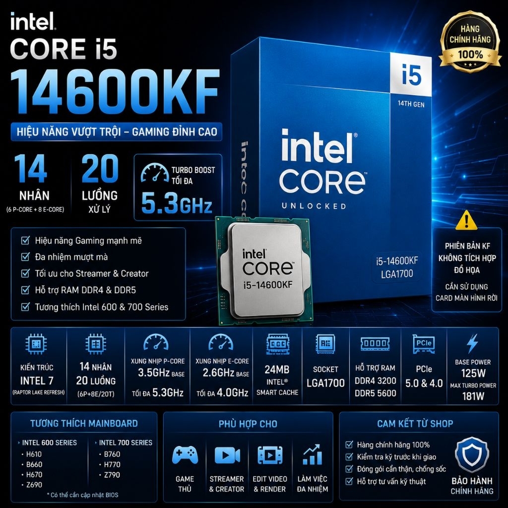 CPU Intel Core i5-14600KF Chính Hãng