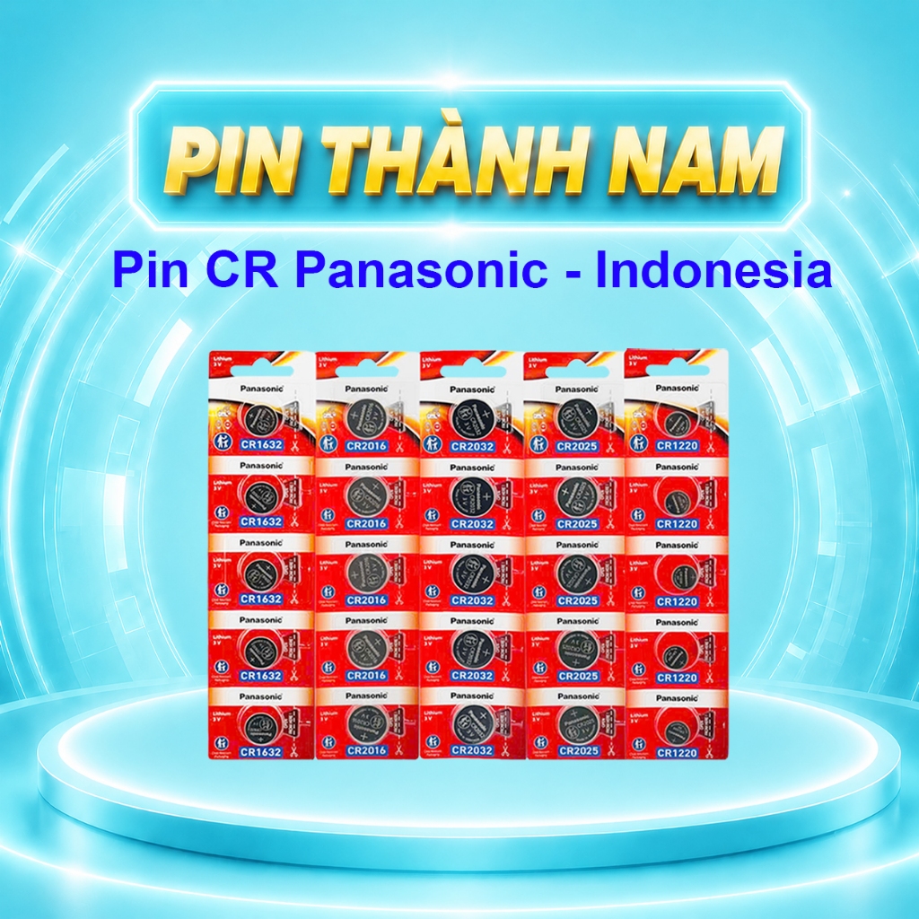 Vỉ 5 Viên Pin Panasonic CR2032 / CR2025 / CR2016 / CR1632 / CR1220 / CR2450 Chính Hãng Indonesia