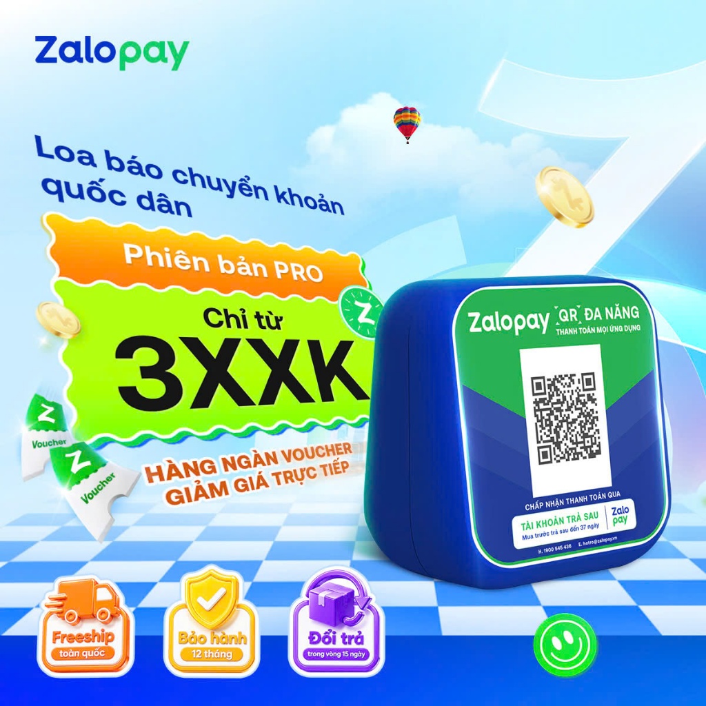[Chính Hãng] Loa Thông Báo Chuyển Khoản - Doanh Thu Sinh Lời Tự Động -  Zalopay Box V5 - Bản Pro