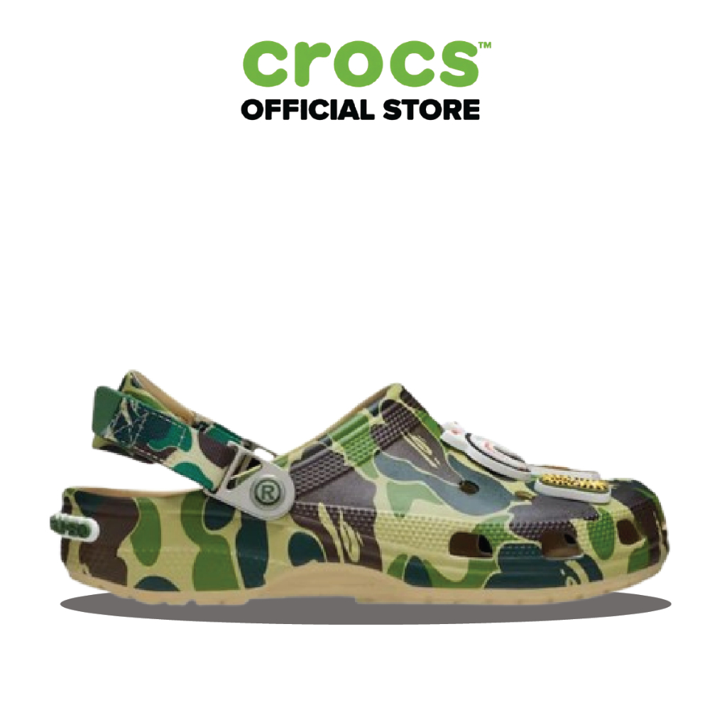 [ CHÍNH HÃNG ] Giày Clog 𝙲𝚁.𝙾𝙲𝚂 Unisex X BAPE Green Camo .
