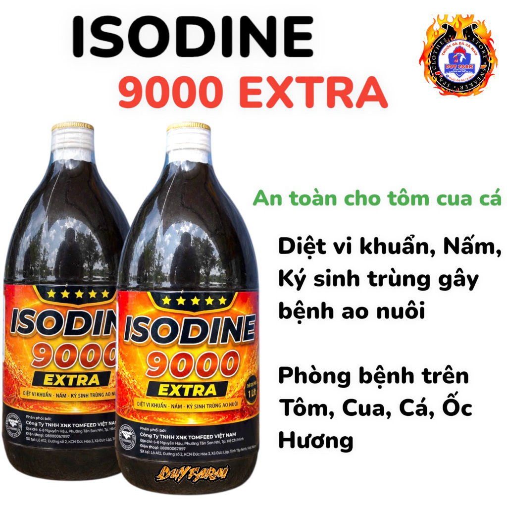 IODINE 9000 EXTRA Đậm Đặc - Diệt vi khuẩn, nấm, nguyên sinh động vật ao nuôi,...