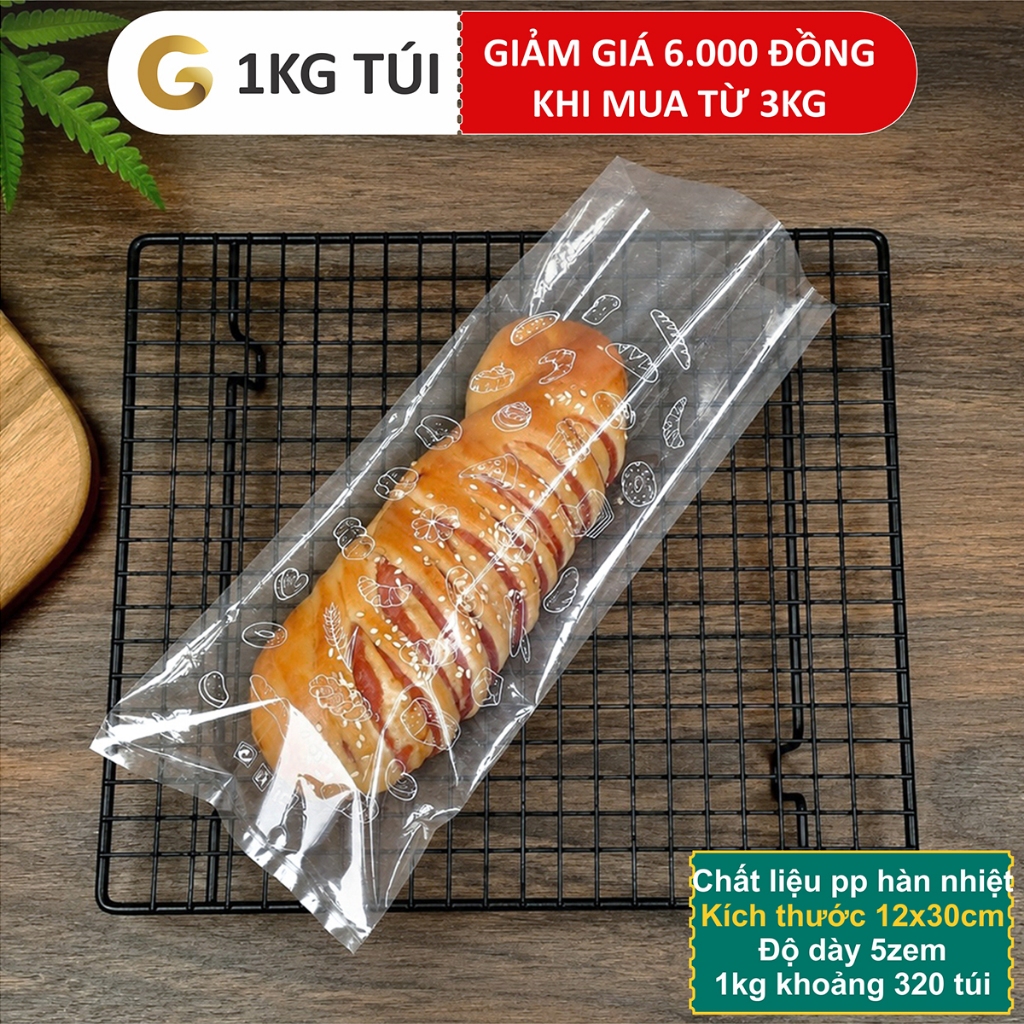 1kg Túi Đựng Bánh Mì Dài12x30cm, 12x227(Túi Pp Bánh Ngọt 12x30) [Gold Pack Việt Nam]