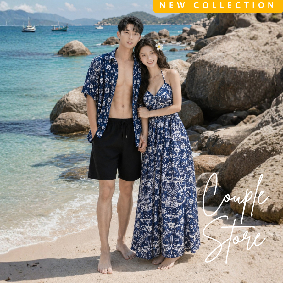 Set couple nam nữ đi biển - COUPLE STORE - đồ đôi nam nữ set couple, đồ biển đôi, áo đôi nam nữ
