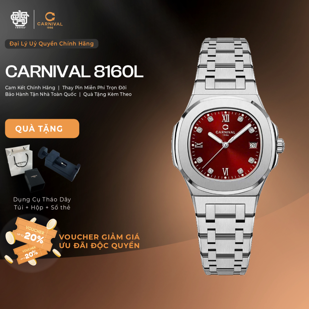 Đồng Hồ Carnival Nữ 8160L-VT-DO Sapphire Hàng Chính Hãng 1994s WATCH