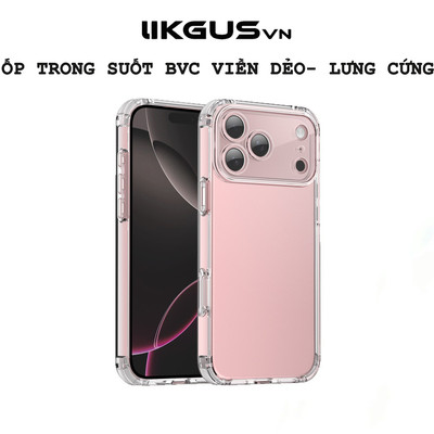 Ốp Lưng LikgusVN Trong Suốt Bảo Vệ Camera Viền Dẻo Lưng PC Cứng Chống Ố Vàng Cho IP 11-17 Promax
