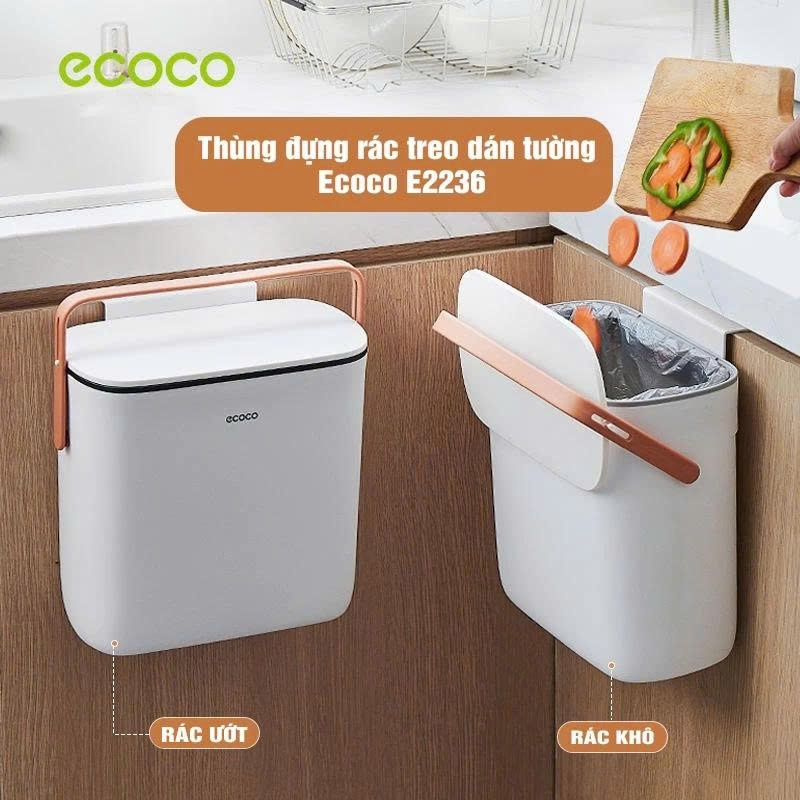 Thùng rác treo dán tường đa năng trong nhà bếp hàng chính hãng ECOCO E2236,