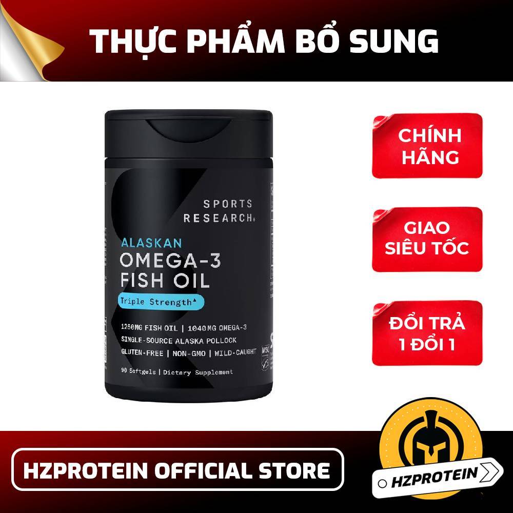 Sports Research Alaskan Omega-3 Fish Oil | 90 Viên | Thực Phẩm Bổ Sung Dầu Cá