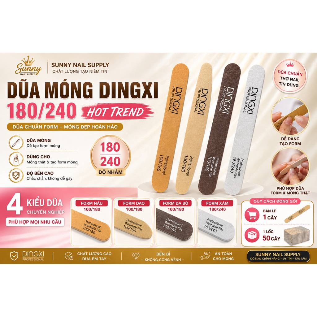 Dũa DINGXI - dũa móng thật - dũa mỏng dũa form móng siêu bén DINGXI
