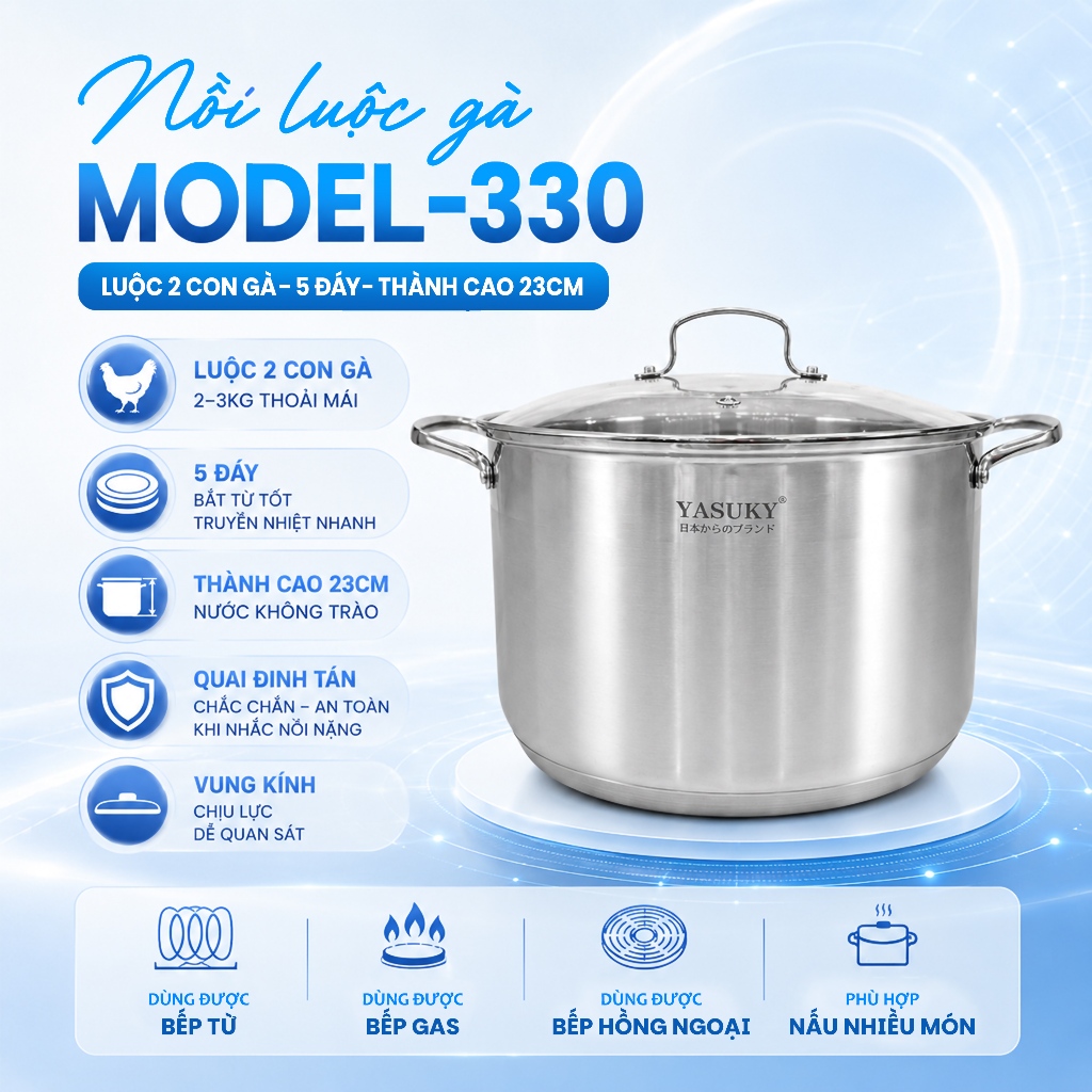NỒI LUỘC GÀ Yasuky YK-330 luộc được 2 con gà 1,5kg